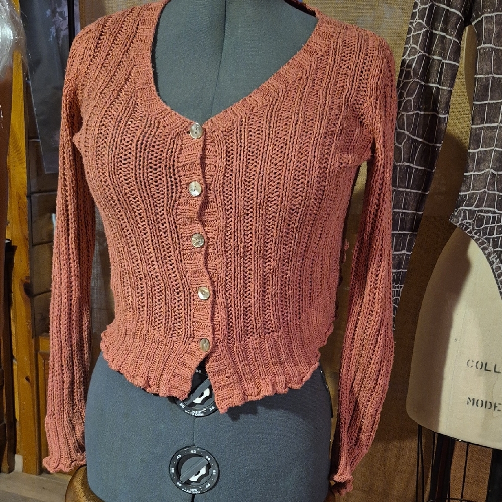 J. Jill Coral Button-Up Cardigan